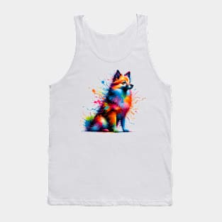 Vibrant Schipperke in Colorful Paint Splash Style Tank Top